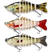 Keenjorika 3-Pack Fishing Lures Multi Jointed Fish Fishing Kits, Slow-Sinking Lifelike Segmented Swimbait Crankbaits, Realistic Swimming Action for Bass, Trout, Pike & Walleye Freshwater & Saltwater