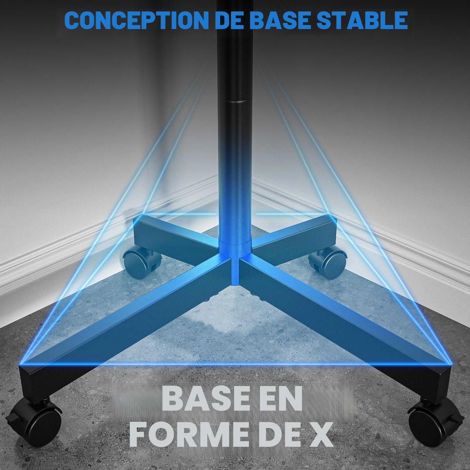 RFIVER Support TV sur Pied Chariot TV Meuble Télé Support avec Roulette Pied de 27 à 60 Pouces, Mobile TV Pivotant et Réglable en Hauteur, jusqu'à 40 kg, Max VESA 400x400 mm