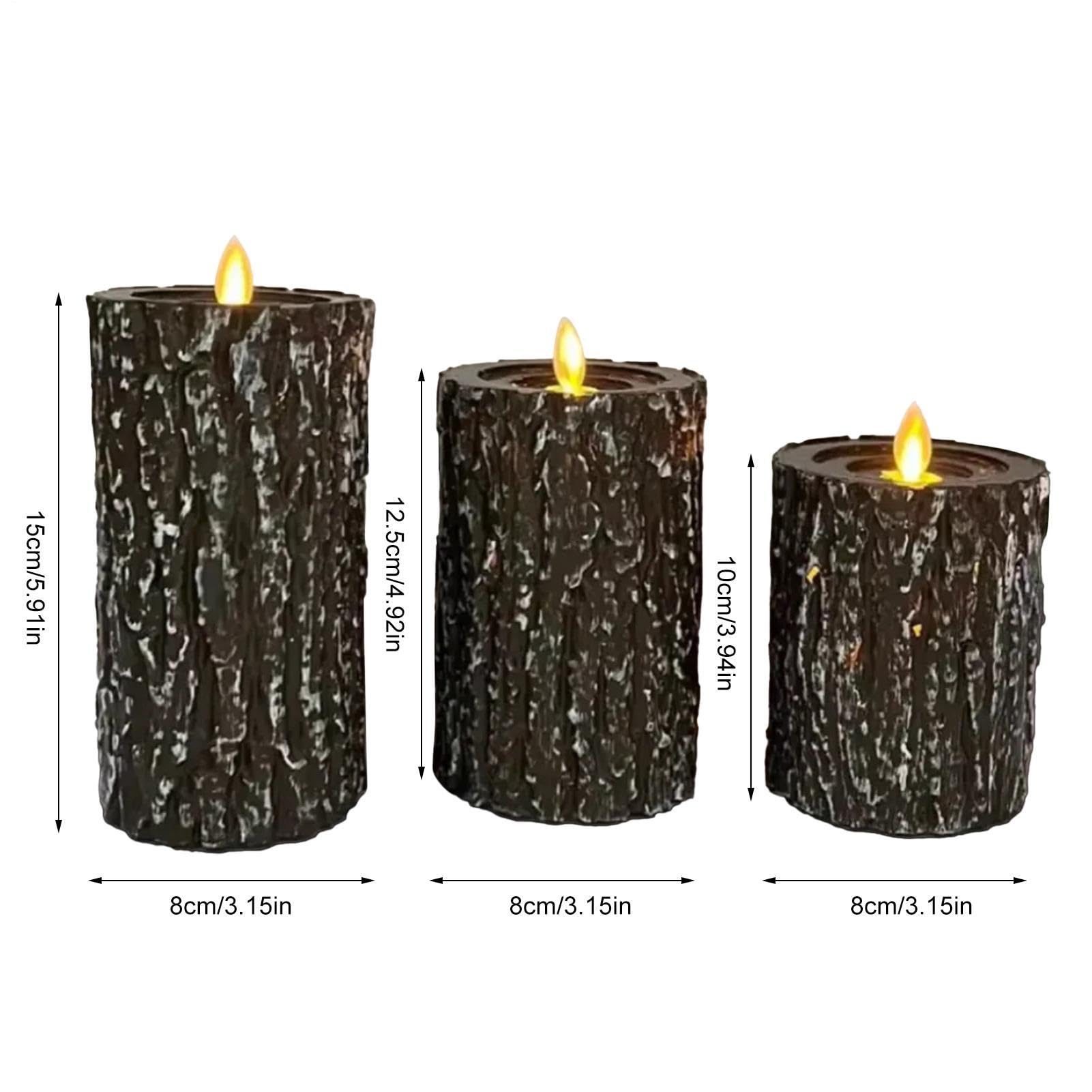a Batteria Effetto Fiamma 3 Pezzi Finti Candelabri LED Decorativi a Ceppo | Decorazione Interna Senza Fiamma per Feste Autunnali, Proposte, Feste in Casa, Bagno