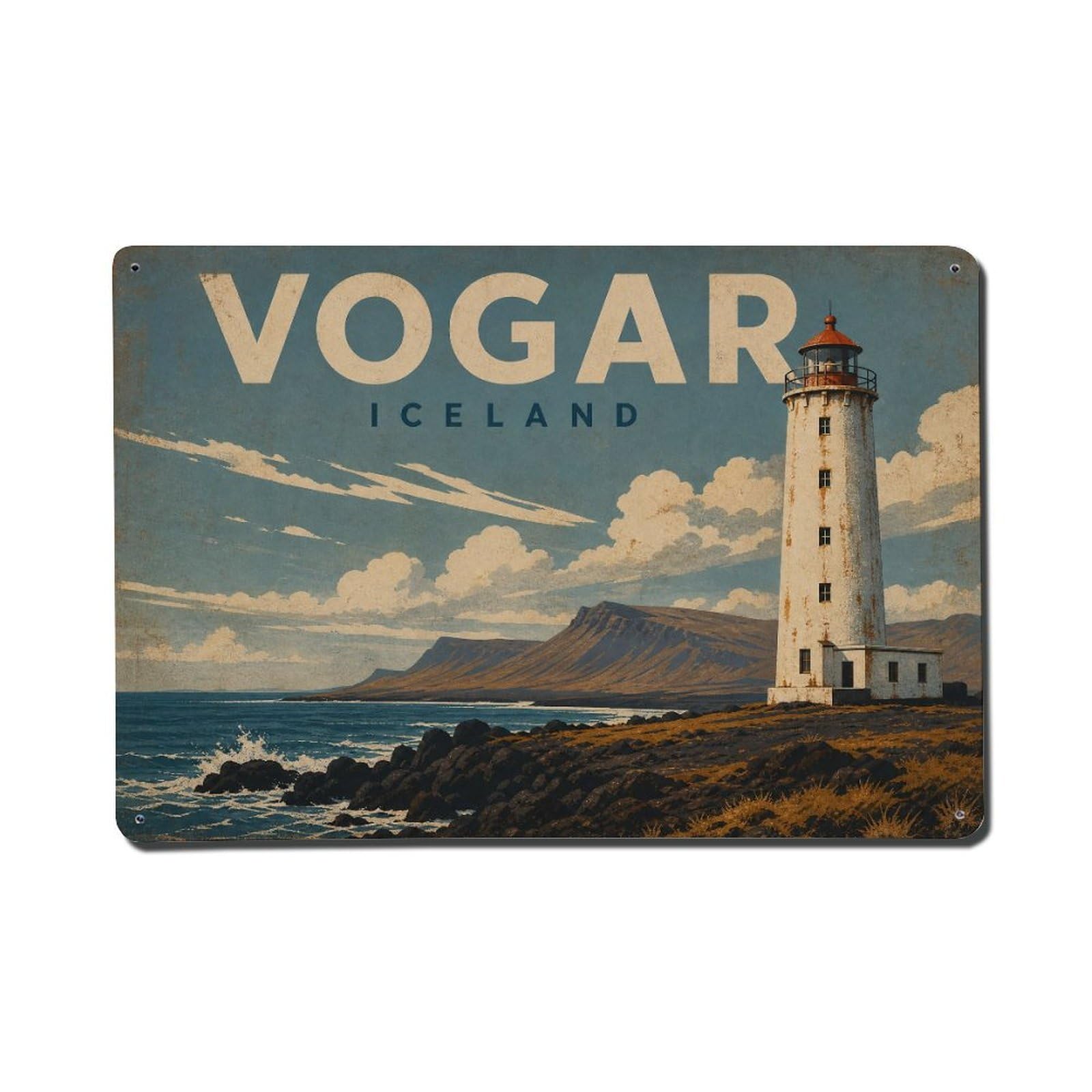 Metal Tin Sign Retro Travel Iceland Vogar