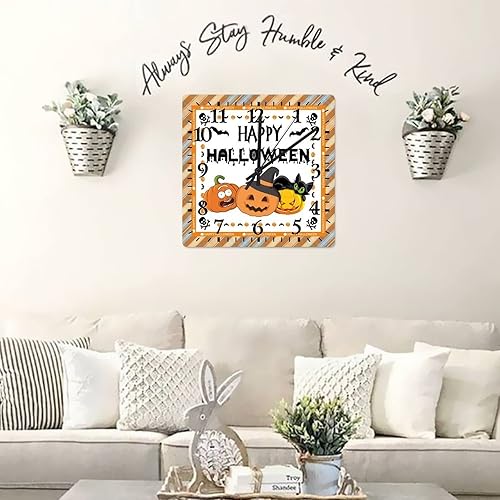 Miniatura 5 de Reloj de pared medieval con diseño de calabaza y araña de 15 pulgadas, decoración de Halloween, decoración del hogar, reloj de pared con movimiento