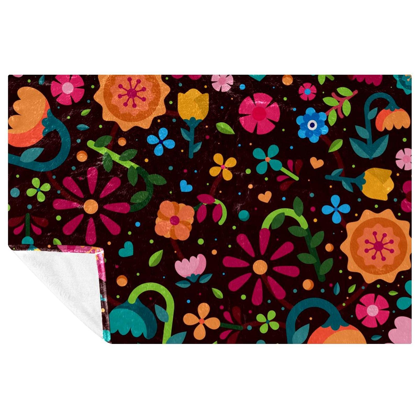 Couverture douce à motif fleurs dessin animé pour lit 150x100 cm