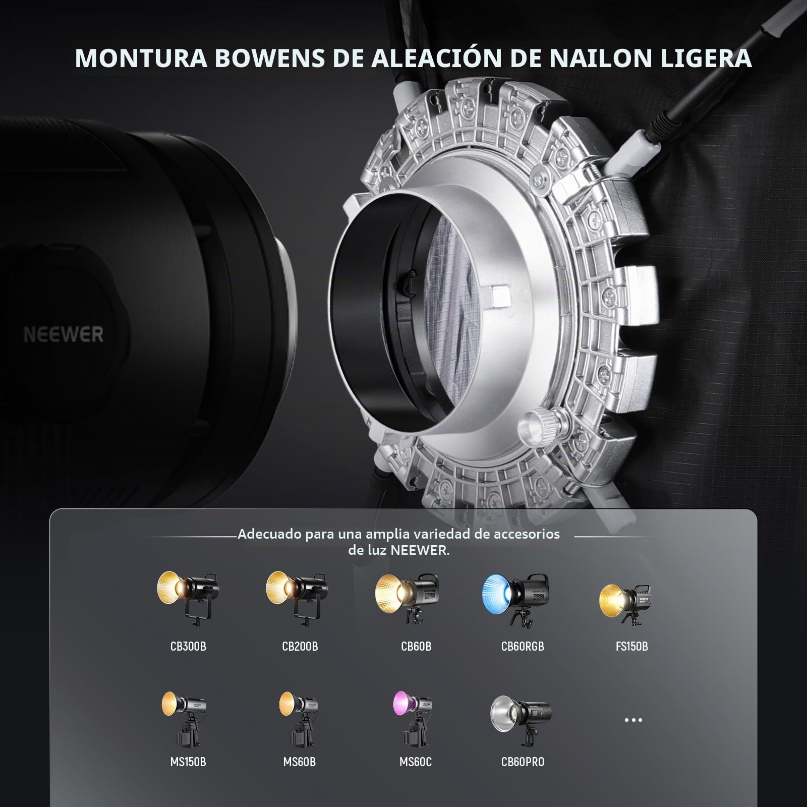 NEEWER 40cmx40cm Configuración Rápida Plegable Softbox Cuadrado con Difusores/Honeycomb Grid/Bolsa, Bowens Mount Compatible con Godox Aputure 120d Luz Continua de Vídeo Q4 Flash de Estudio, NS15S