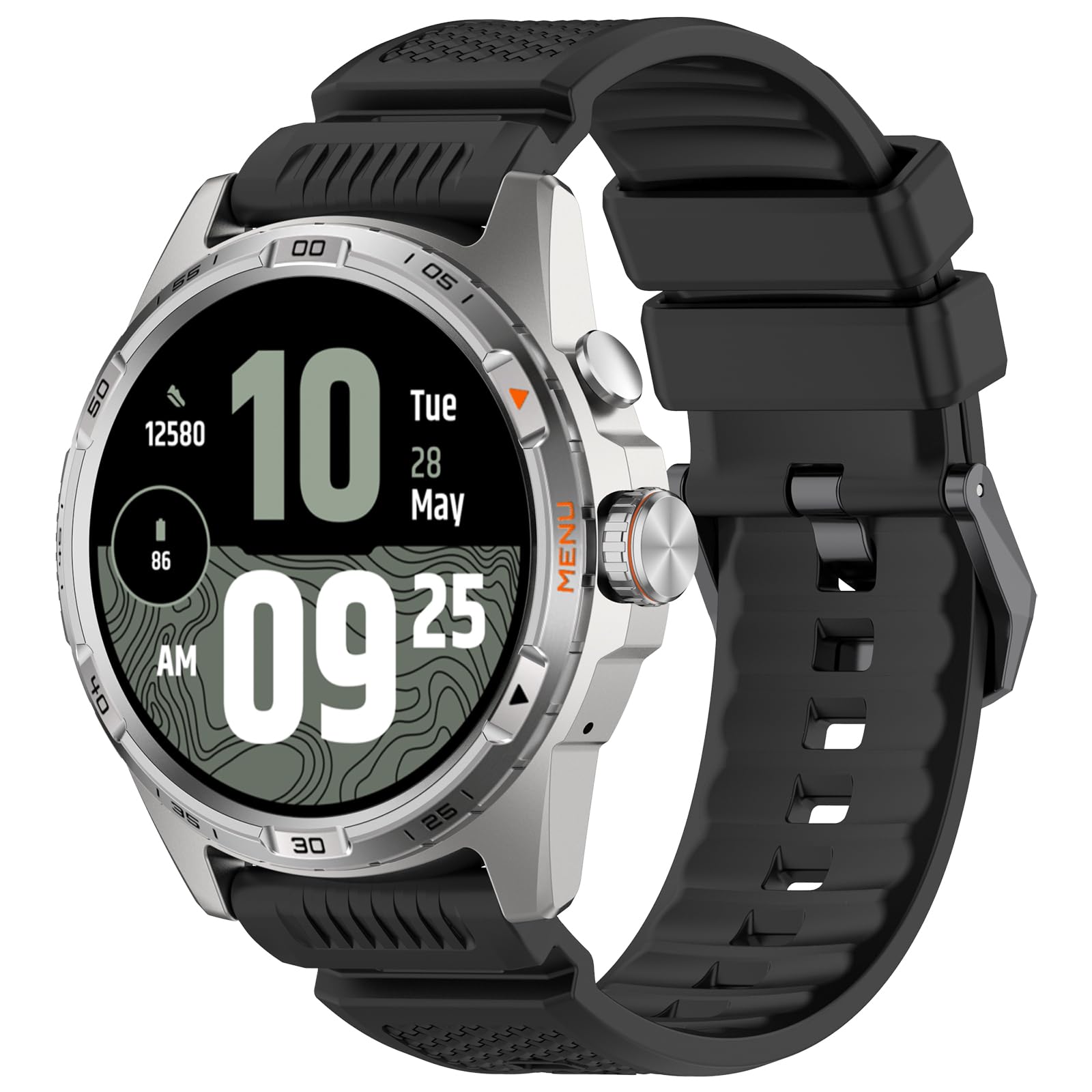 Panda Bobo 24mm Silicone Strap Replacement (Black) – Waterproof Sweat-Resistant Sport Band Compatible with Garmin Venu X1, Coros Nomad, Ticwatch Pro 5, Pro 5 Enduro, Atlas, iTouch Air 3