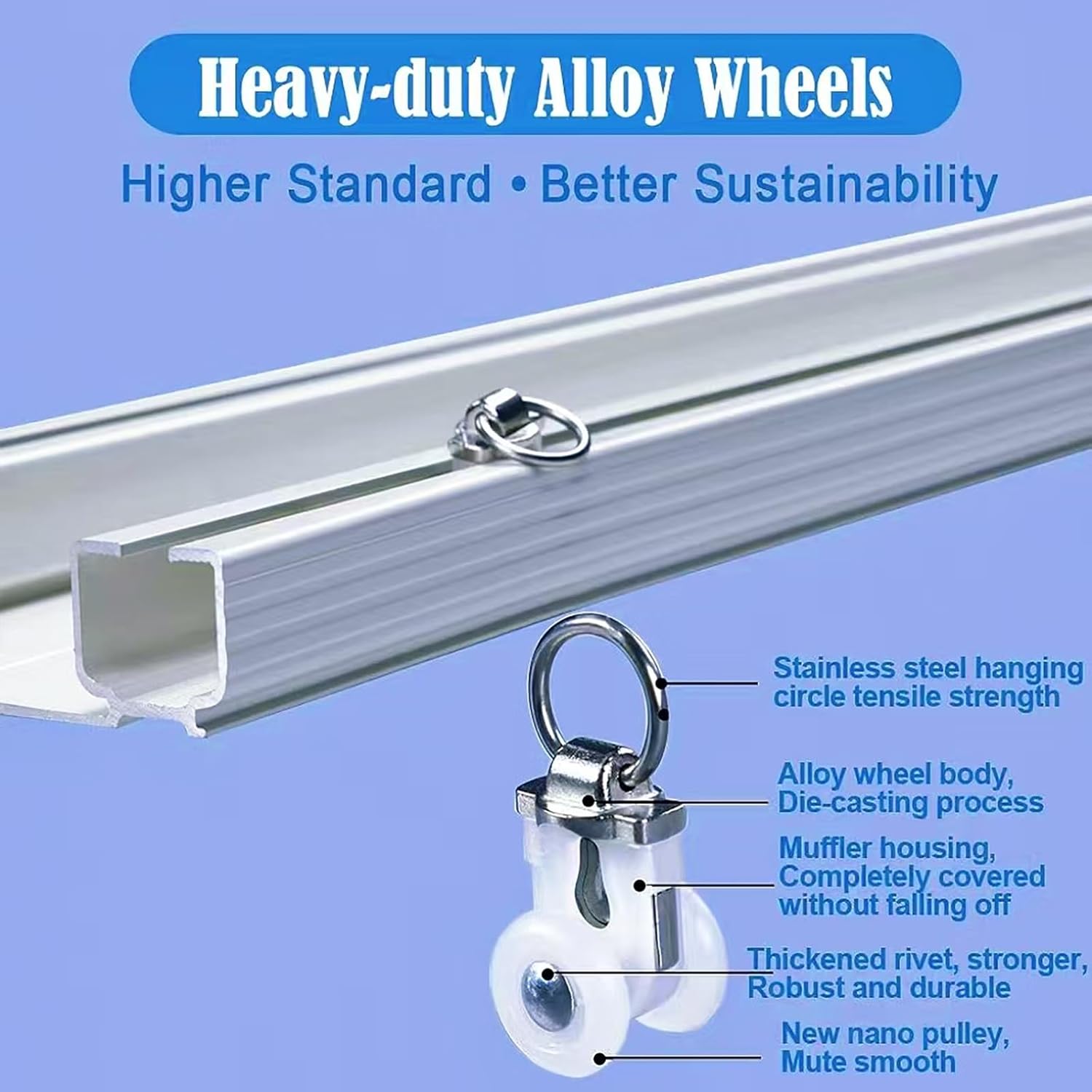 tipiace Double Curtain Track Luxurious Heavy Conjoined Curtain Rails Nano Silence Curtain Rod Customized Length and Ceiling or Wall Mount (ivory white - hook)