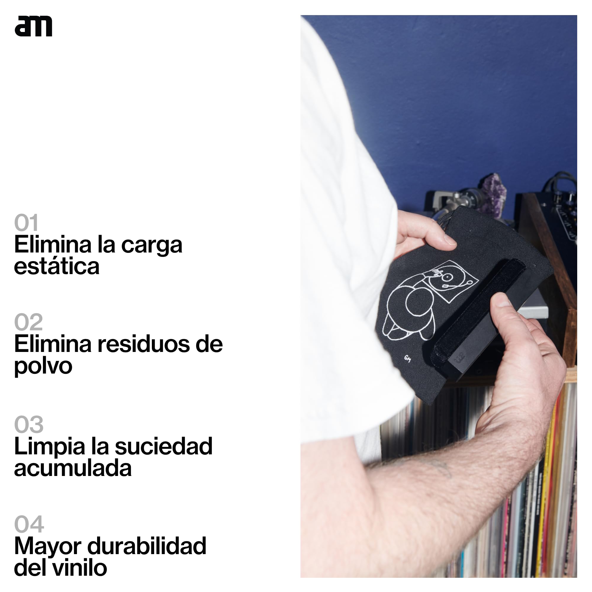 Am Kit Premium de Limpieza para Vinilos 4 en 1 – Limpiador de Discos, Limpiador de Aguja y Cepillos para el Cuidado de Vinilos y Tocadiscos
