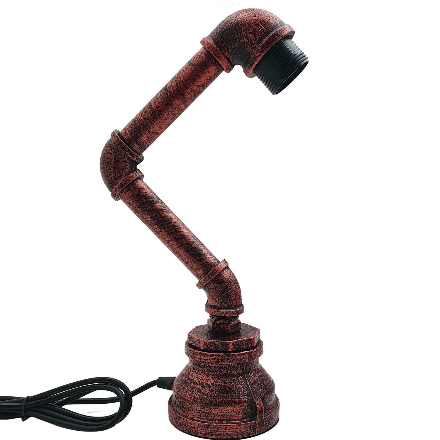 LEDSone Steampunk Table Lamp, Industrial Water Pipe Lamp Retro Iron Piping Desk Lamp Vintage Nightstand Lamps for Bedroom Living Room Kitchen Dorm Pub