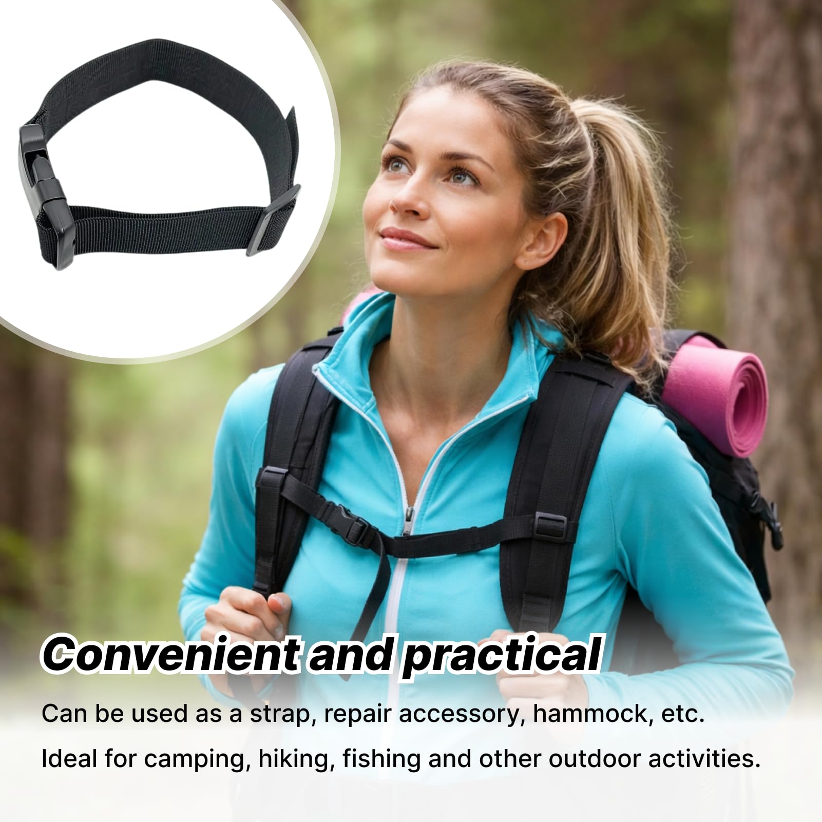 4 Stück Verstellbarer Brustgurt Rucksack, Brustgurte mit Schnappschnallen, Allzweck Gurtband, Rucksack Zubehör, Ideal für Wandern, Reisen, Klettern, Camping, Robust (2,5 cm x 100 cm, Schwarz)