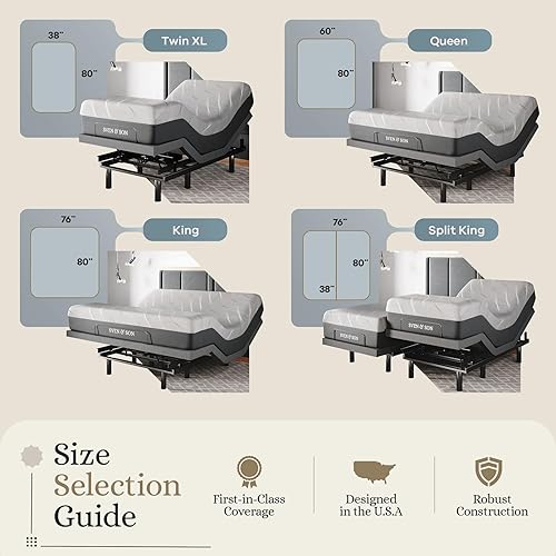 Miniatura 7 de Sven & Son Classic Base de cama ajustable, colchón de espuma de 10 pulgadas, firme, elevación de cabeza y pies, masaje, luces debajo, USB, memoria,