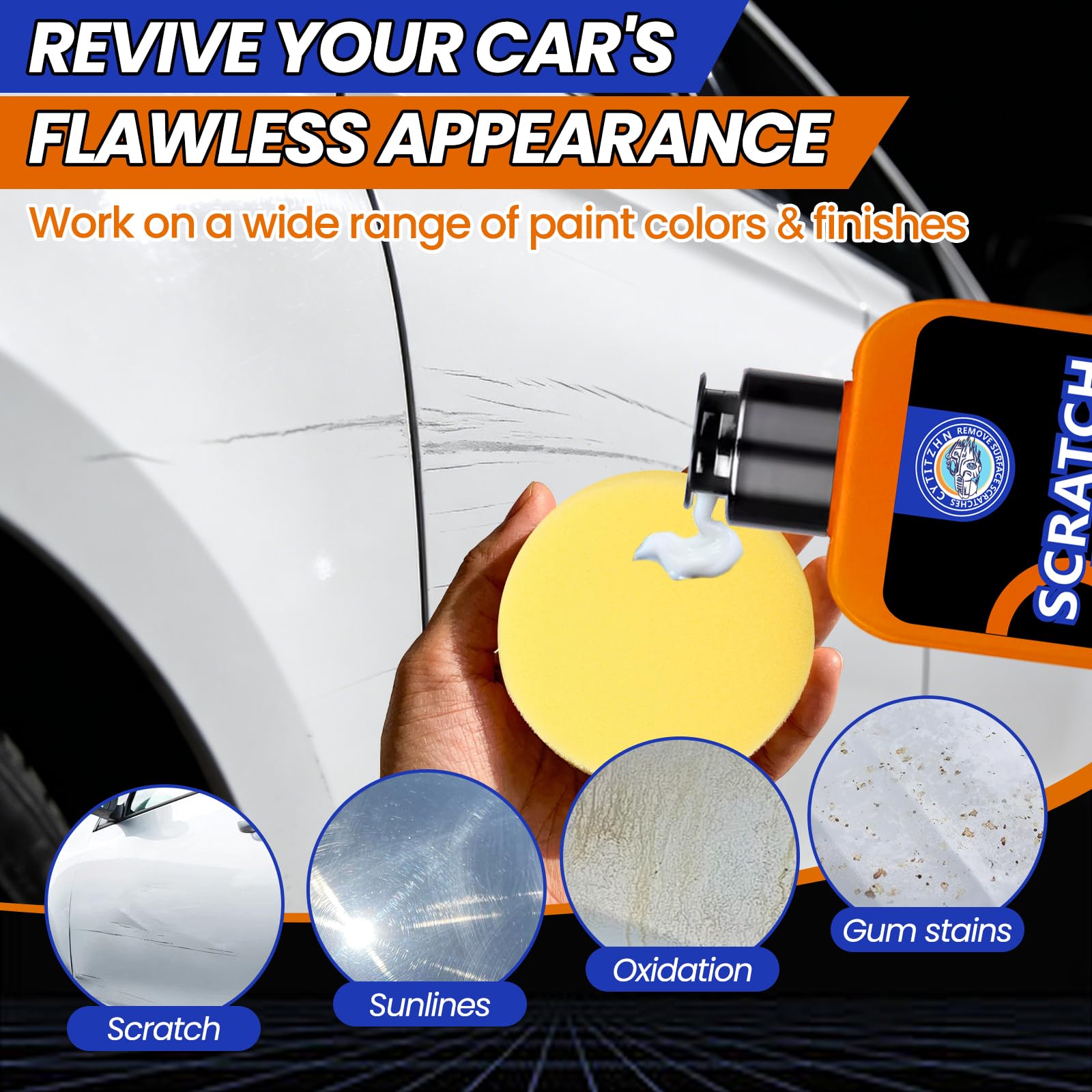 Car Scratch Remover Removes Scratches Swirls And Scuffs With Wax Rubbing Compound With Buffer Pad And Microfiber Towel For Cars Motorcycles SUVs Trucks For Car Owners 3.4 Ounces - 3