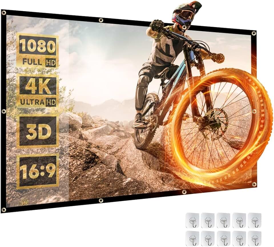 100 polegadas Tela para Projetor, Tela Projetor, Tela de Projeção Retrátil, Tela Projetor Retratil 16:9