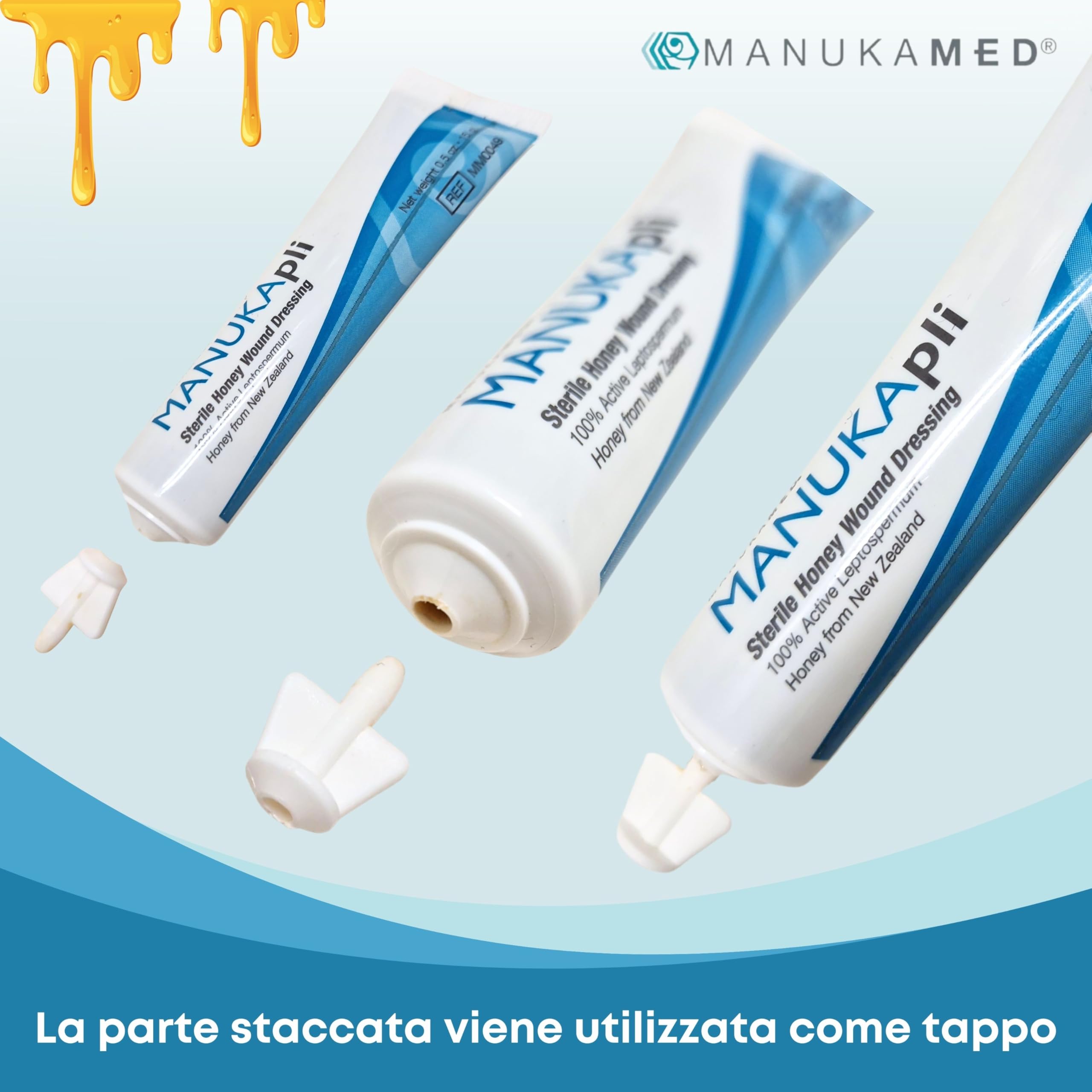 ManukaMed MANUKA, qualità medica, cura delle ferite e della pelle, miele di Manuka bioattivo al 100%, unguento per le ferite e la guarigione, STERILE MGO 560+/2x15 g