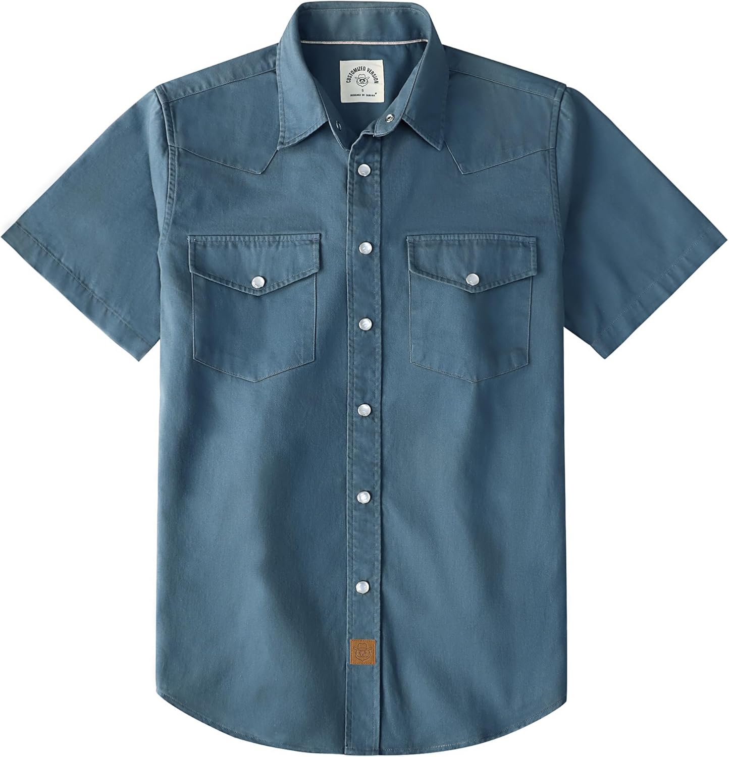 Dubinik® Mens Short Sleeve Work Shirt Snap Button Heavy Cotton Western Utility Workwear 2 Pocket