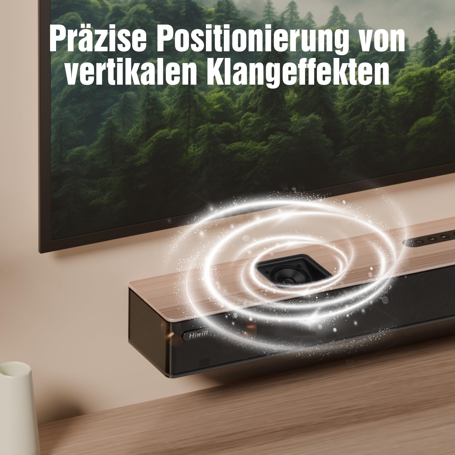 Hiwill 5.2.2ch Soundbar für TV Geräte mit Dolby Atmos, 400W All-in-One TV Soundbar mit 2 integrierte Subwoofer, Holzgehäuse Heimkino Soundsystem, Lautsprecher für Fernseher, HDMI eARC/Optisch/Aux