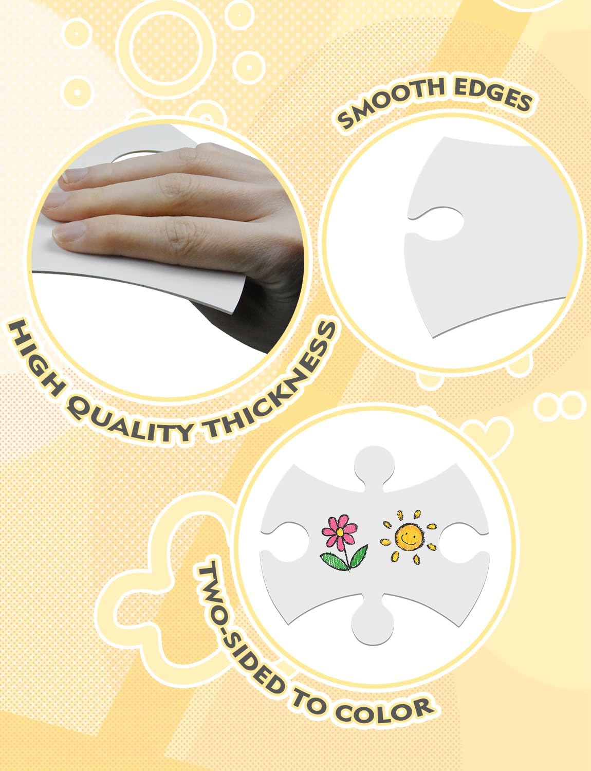 30 PCS Blank Puzzles to Draw on, Large White Blank Puzzle Piece Bulks, Make Your Own Puzzle Jigsaw, Giant Double Blank White Papers for Kids Adult DIY in Classroom and Arts Crafts (9 X 8 Inch) image 4