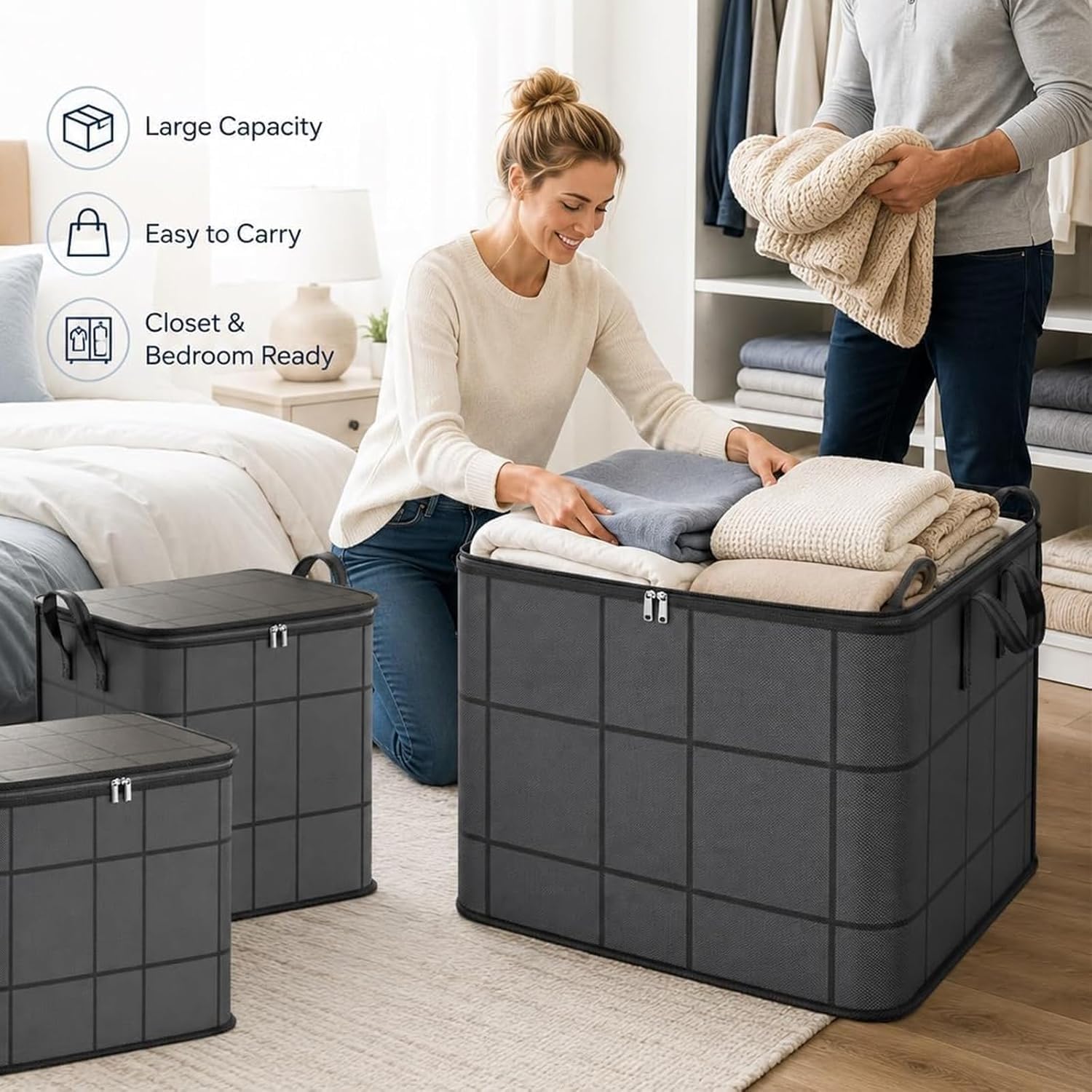 2er-Pack faltbare, tragbare und geräumige Umzugsboxen (150 l)