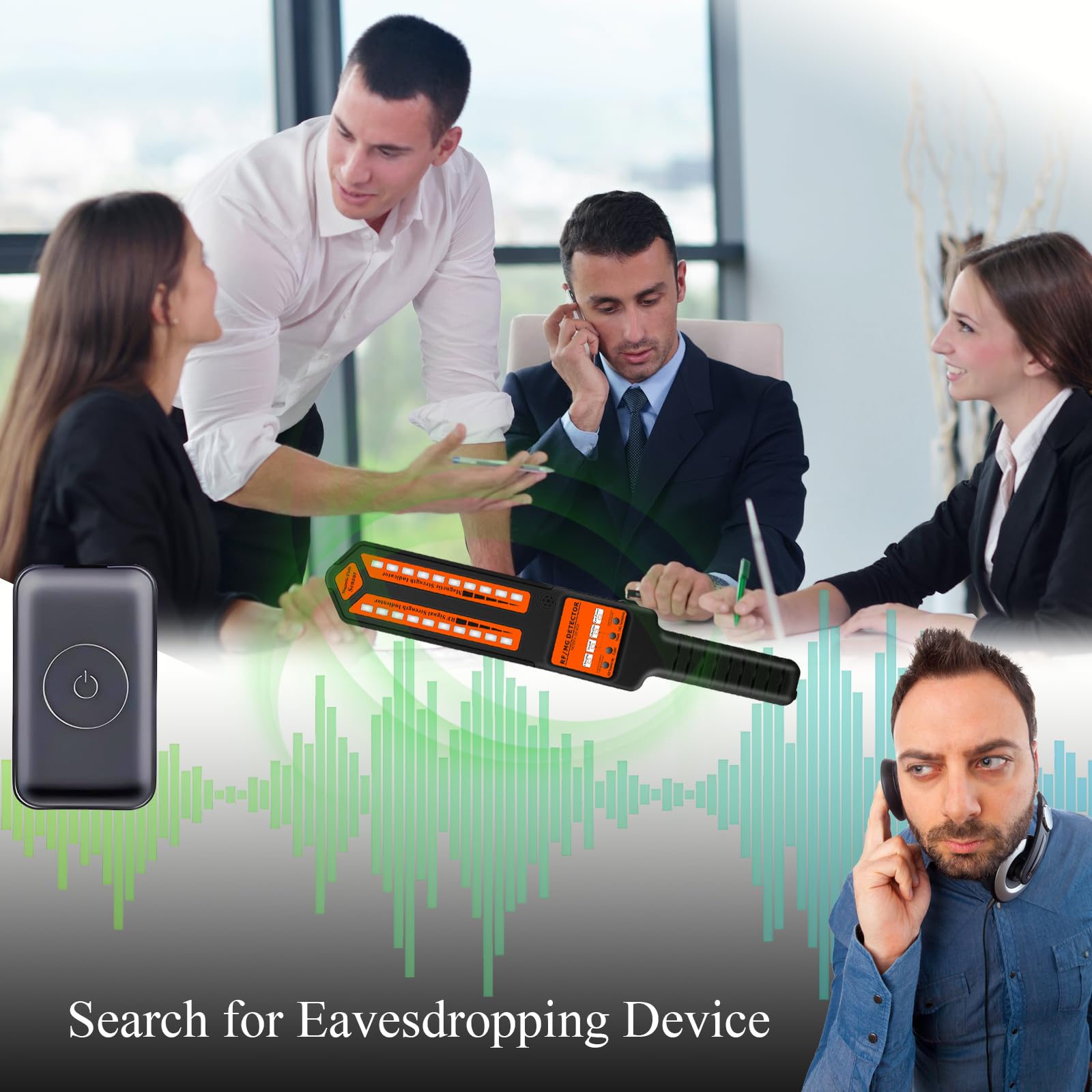 Wanzen Detektor, Kamera Finder & RF Detektor, Magnetischer GPS Tracker Finder mit Display, Einstellbarer Empfindlichkeit, Ton- und Vibrationsalarm für Hotel, Auto, Büro und Reisen