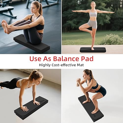 Miniatura 6 de Tapete de yoga plegable grande para pilates, no tóxico, tapete de yoga extra grande de 75 x 32 pulgadas, diseño antideslizante y portátil de 14