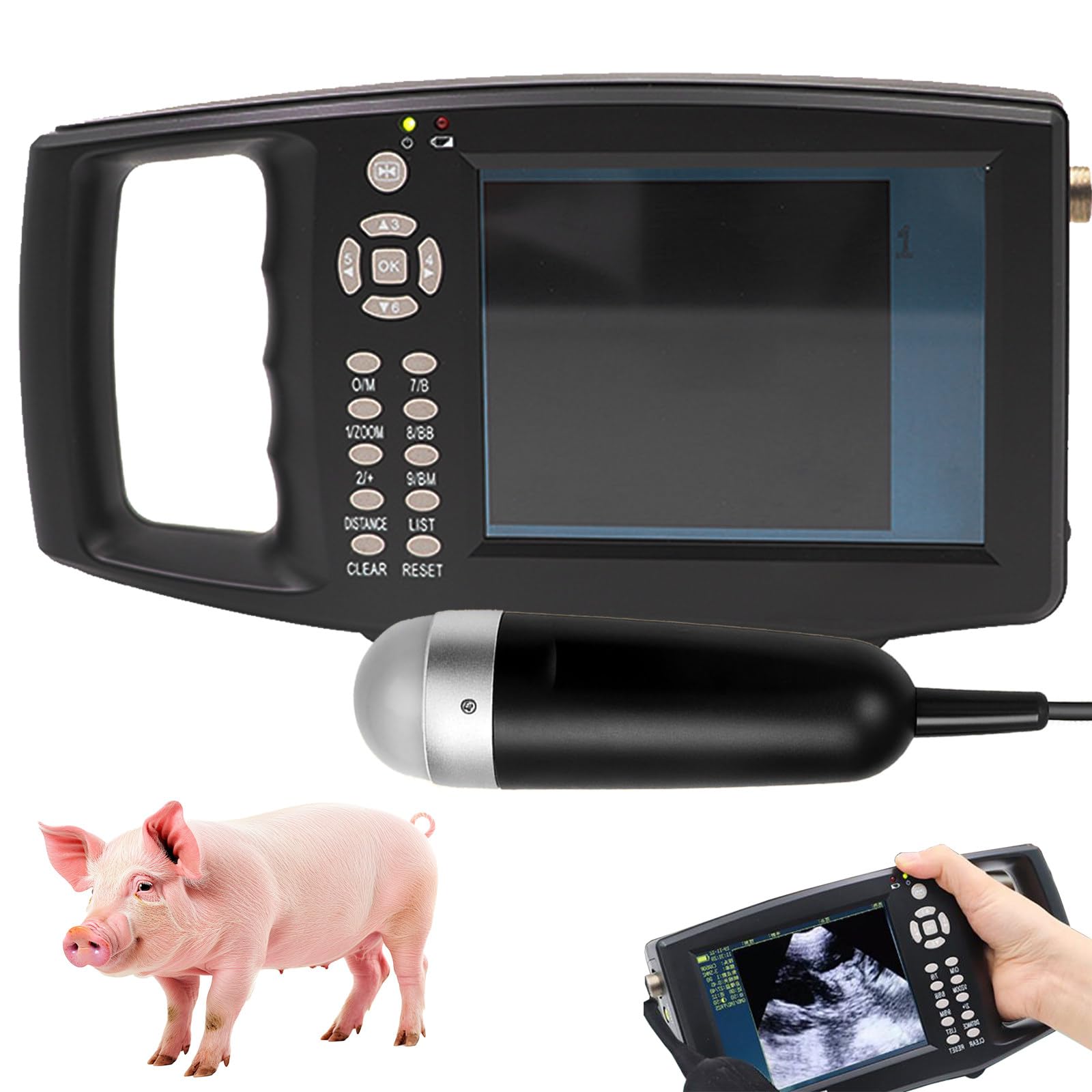 ÉChographe B Portable pour Animaux Echographie Appareil Grossesse Machine à Ultrasons Vétérinaire avec Sonde 3.5 MHz,écran 5.6 Pouces,pour Porcs Et Moutons