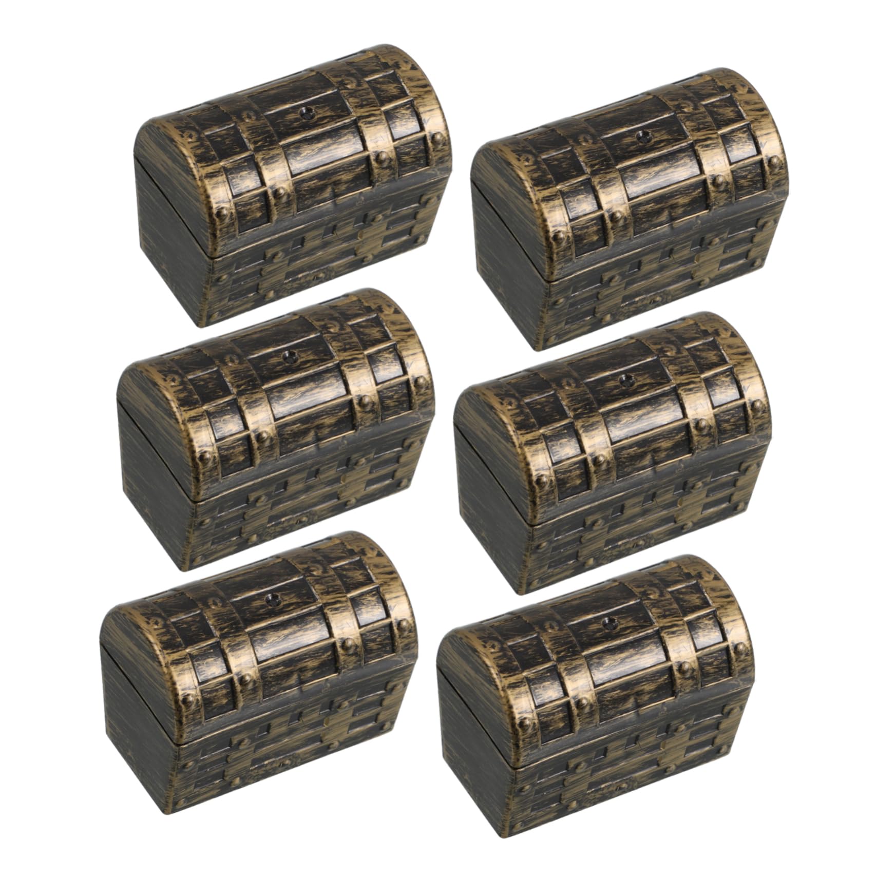 Hemoton 6pcs Vintage Decorative Pirate Keepsake Storage for Jewelry Trinkets Role Play Dark Brown for Themed Parties Unique