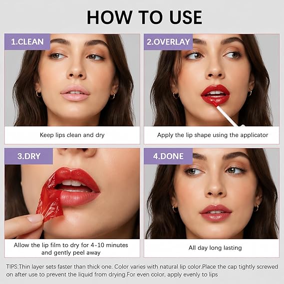 lip stain peel off lip gloss all day long lasting Waterproof and Transferproof lip tint - matte finish peel off lip liner