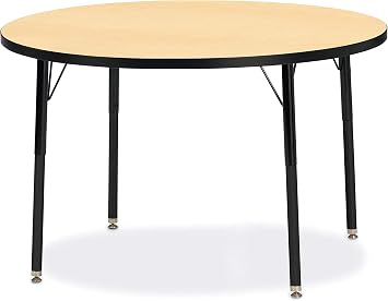Jonti-Craft Berries 6468JCA011 Round Activity Table, A-Height 24"-31" Adjustable Height,42" Diameter, Maple/Black/Black