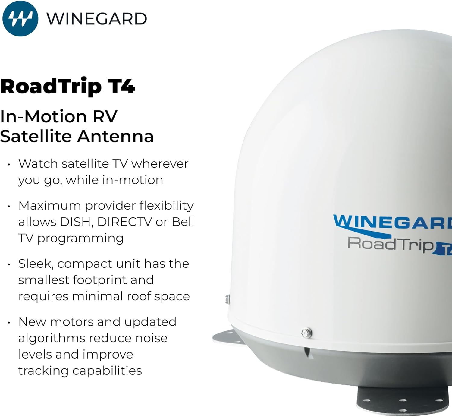 Winegard RT2000T Roadtrip T4 in-Motion RV Satellite Antenna – White