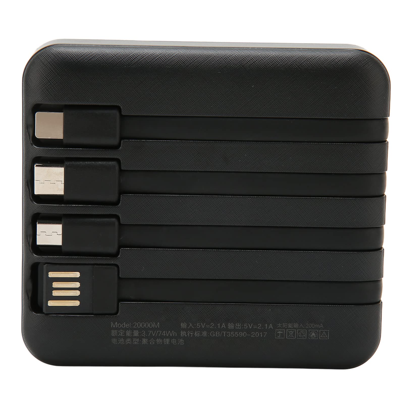 Chargeur de Téléphone Portable Solaire, 20 000 MAh à Deux Ports de Sortie, Chargeur de Téléphone Solaire Portable avec Affichage de L'alimentation et Lampe de Poche, pour (Le Noir)