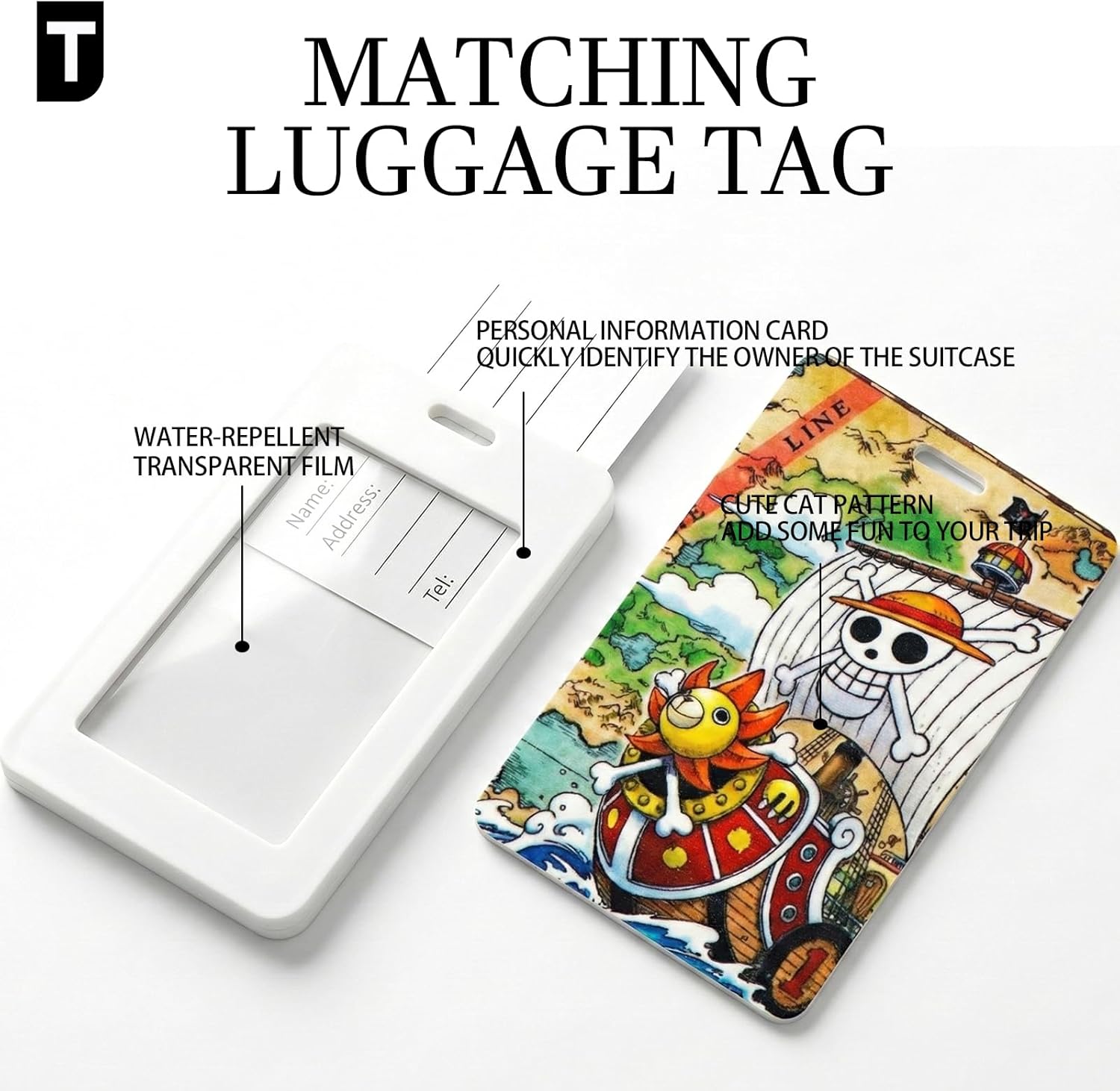 2Pack Anime Passport Holder and Luggage Tag Set Cool PU Leather Passport Cover Case with Cute Luggage Tag for Travel Suitcase Women and Men