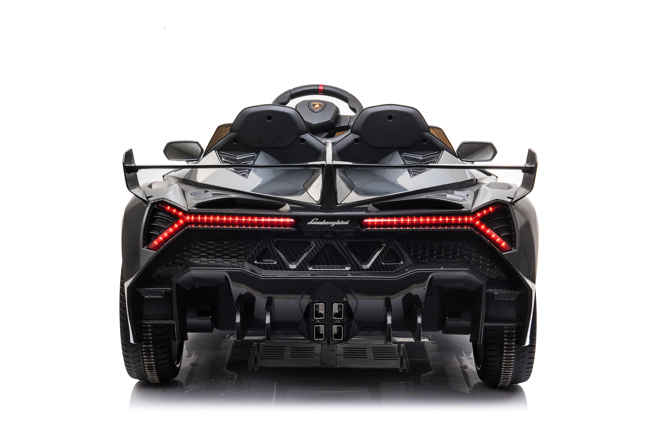 FINOOS Auto macchina elettrica per bambini Lamborghin Veneno 24V 2 posti, 4X4, sedile in pelle, ruote in gomma con telecomando 2,4 GHz da 1 a 7 anni (Grigio metallizzato)