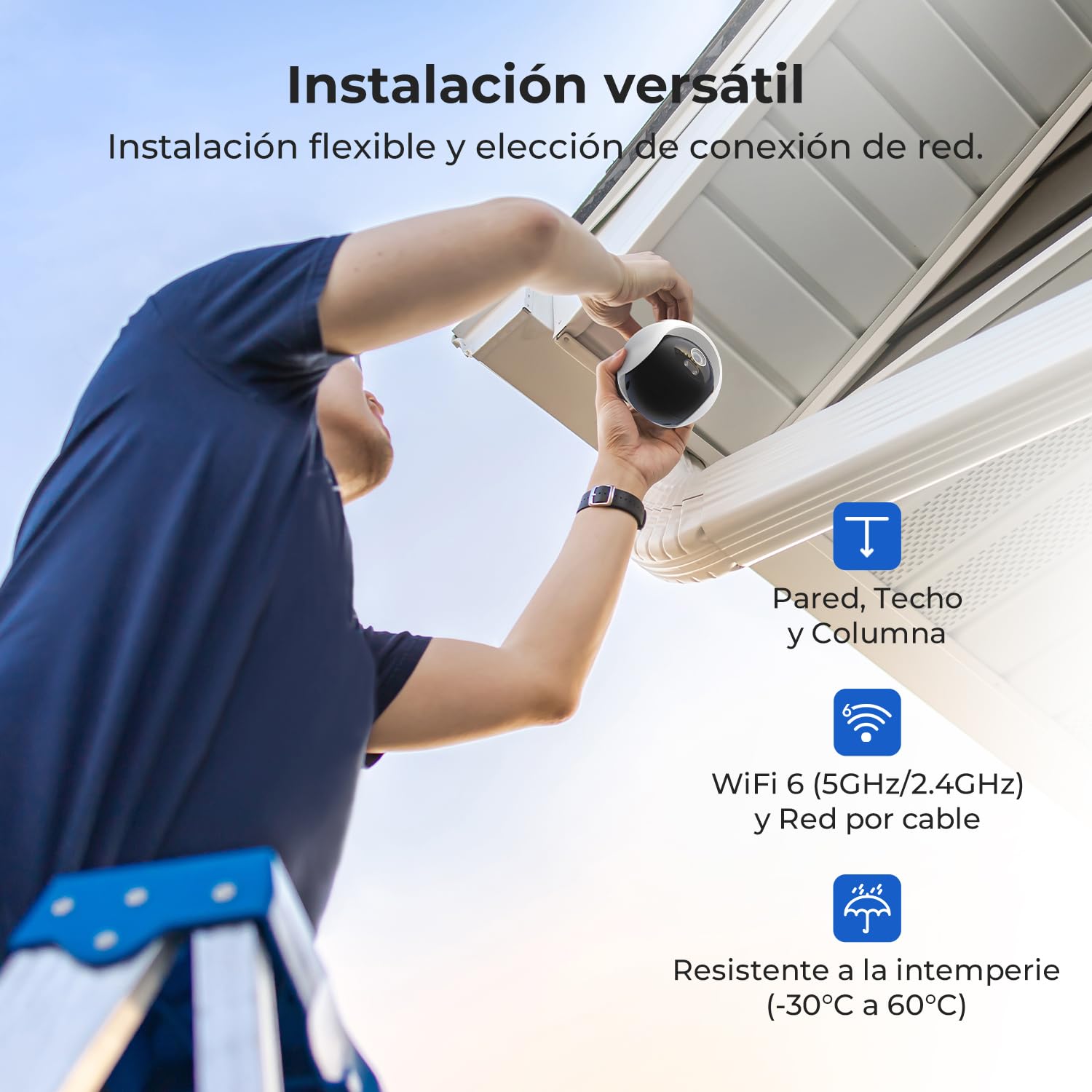 IMILAB 4K 8MP Cámara de Seguridad Exterior, WiFi 2,4/5GHz, Cámara Vigilancia 360° con Detección de Personas y Vehículos, Impermeable, Grabación Continua 24/7, Sin Cuotas Mensuales(EC6 Pro)