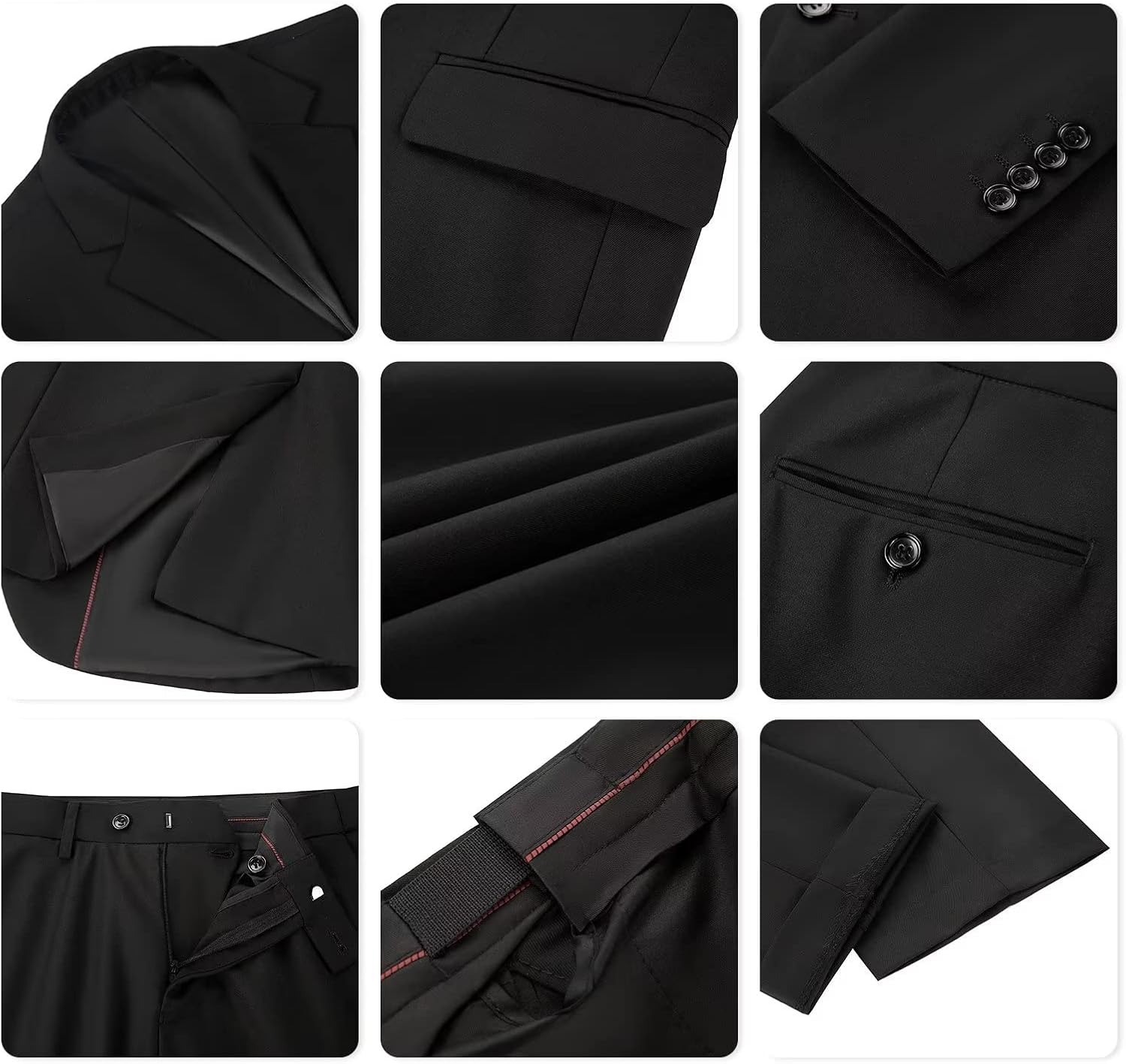 Men's Suit Black Slim Fit 2 Button Formal Business Suits for Men 2pcs Casual Wedding Tuxedo Single Breasted XL