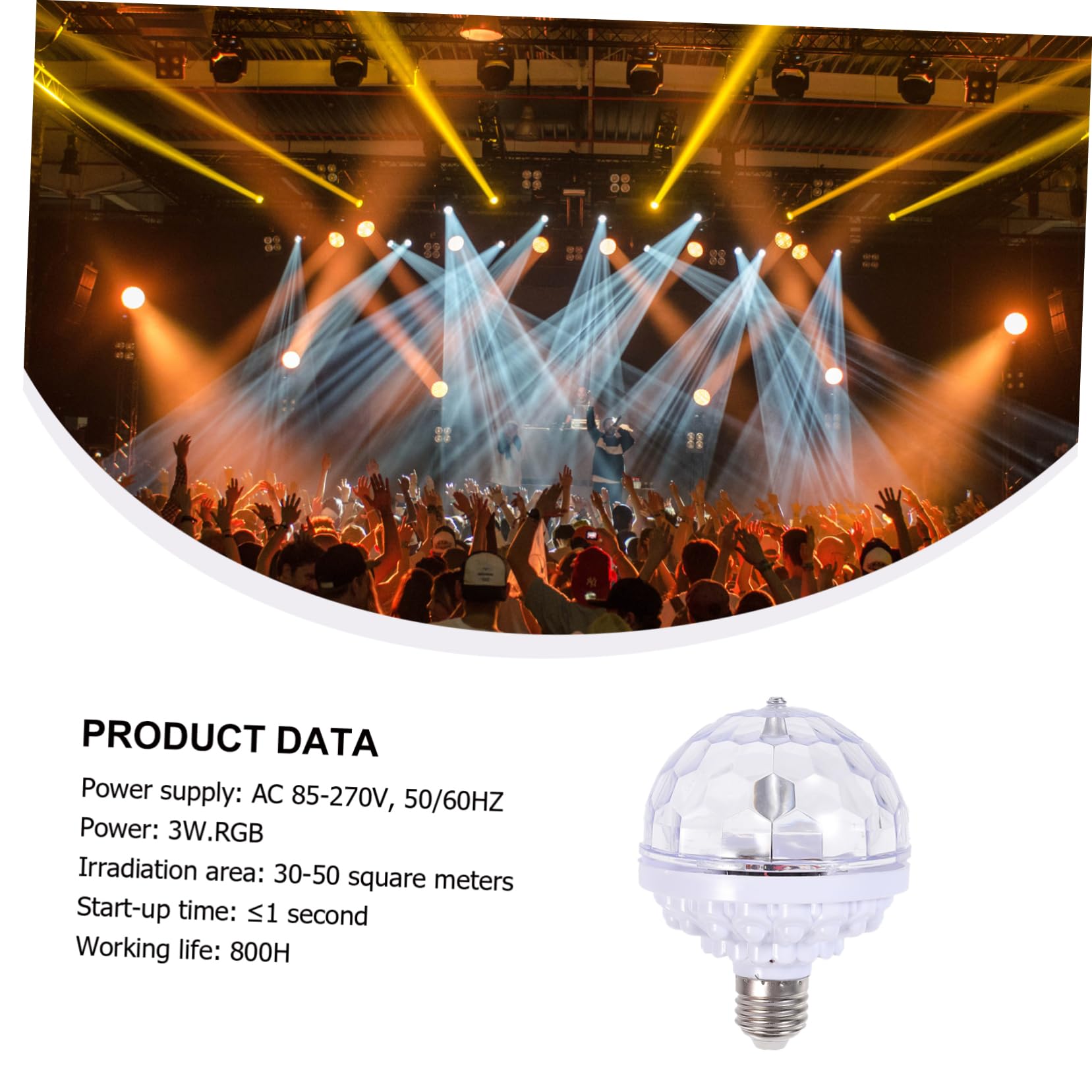 WHAMVOX Led Ball Lamp Small Party Light Bulb Rotating Light Bulb Ktv Creative Stage Lamp
