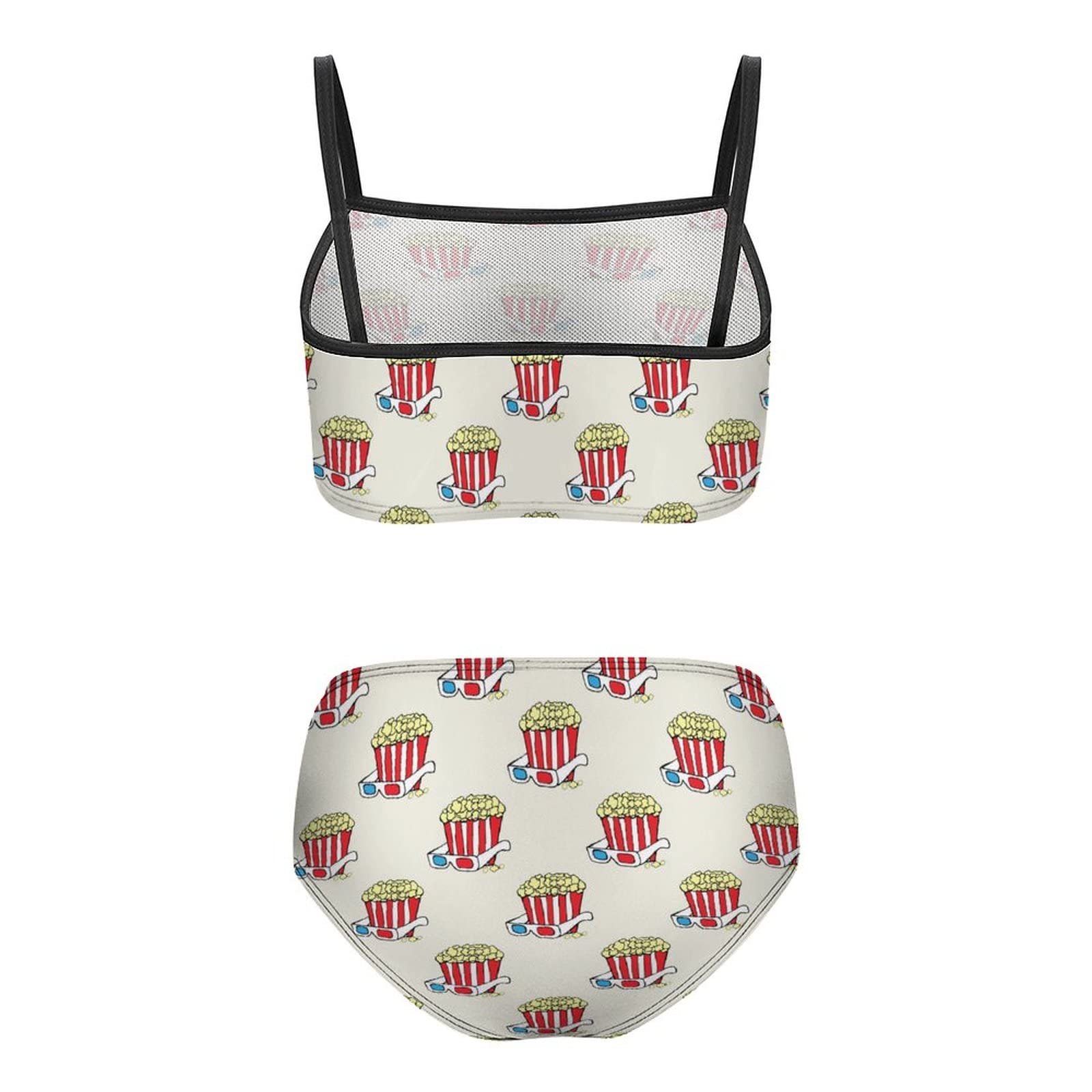 Popcorn and Eyeglass Girl's Two Piece Swimsuit Beach Sport Swimwear Bikini Set Bathing Suit 8-10Y?130cm?