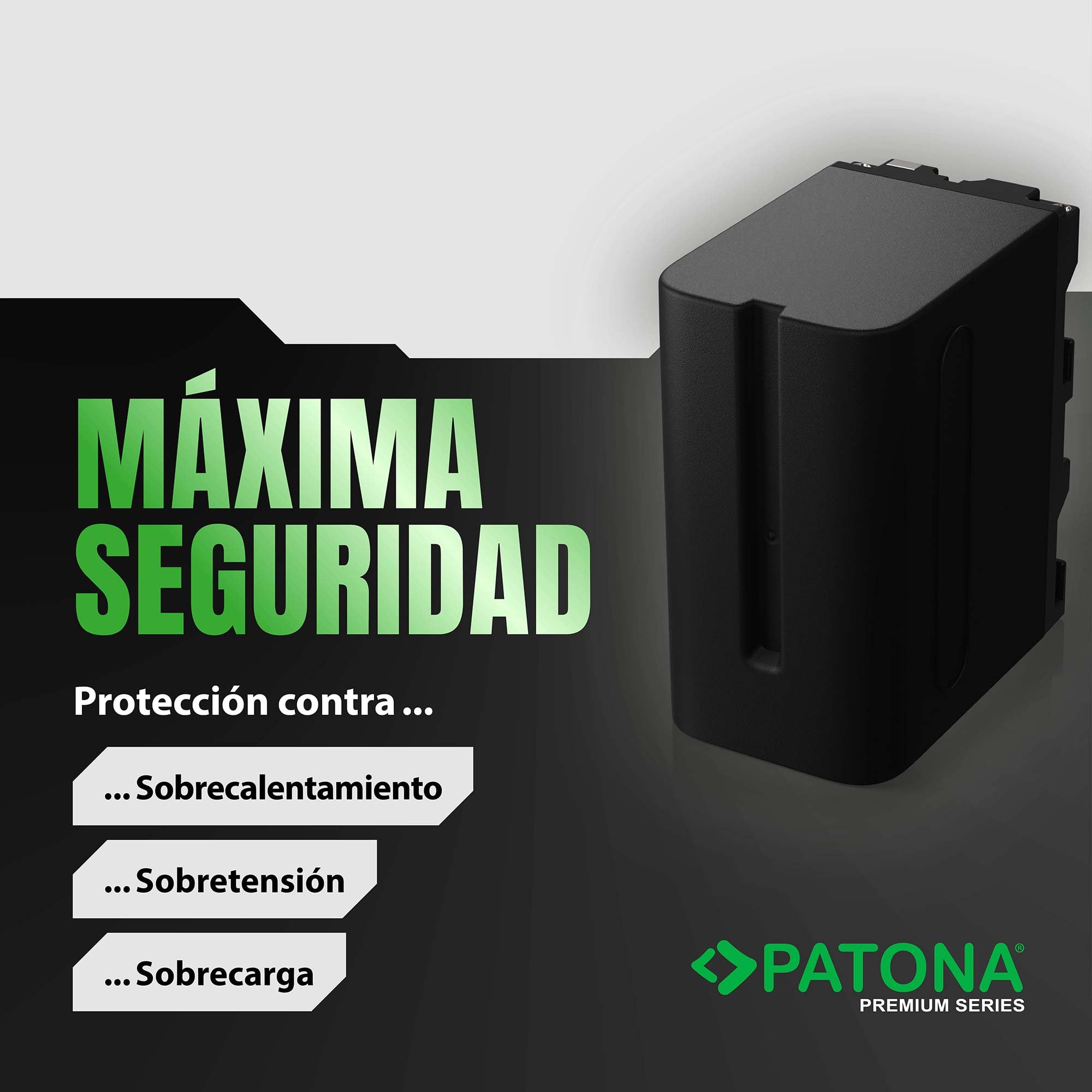 PATONA 2X Premium Batería para Sony NP-F970 F960 F950 F750, 7800mAh | Batería para videocámaras, monitores luces vídeo LED Neewer Aputure Yongnuo, y grabadores