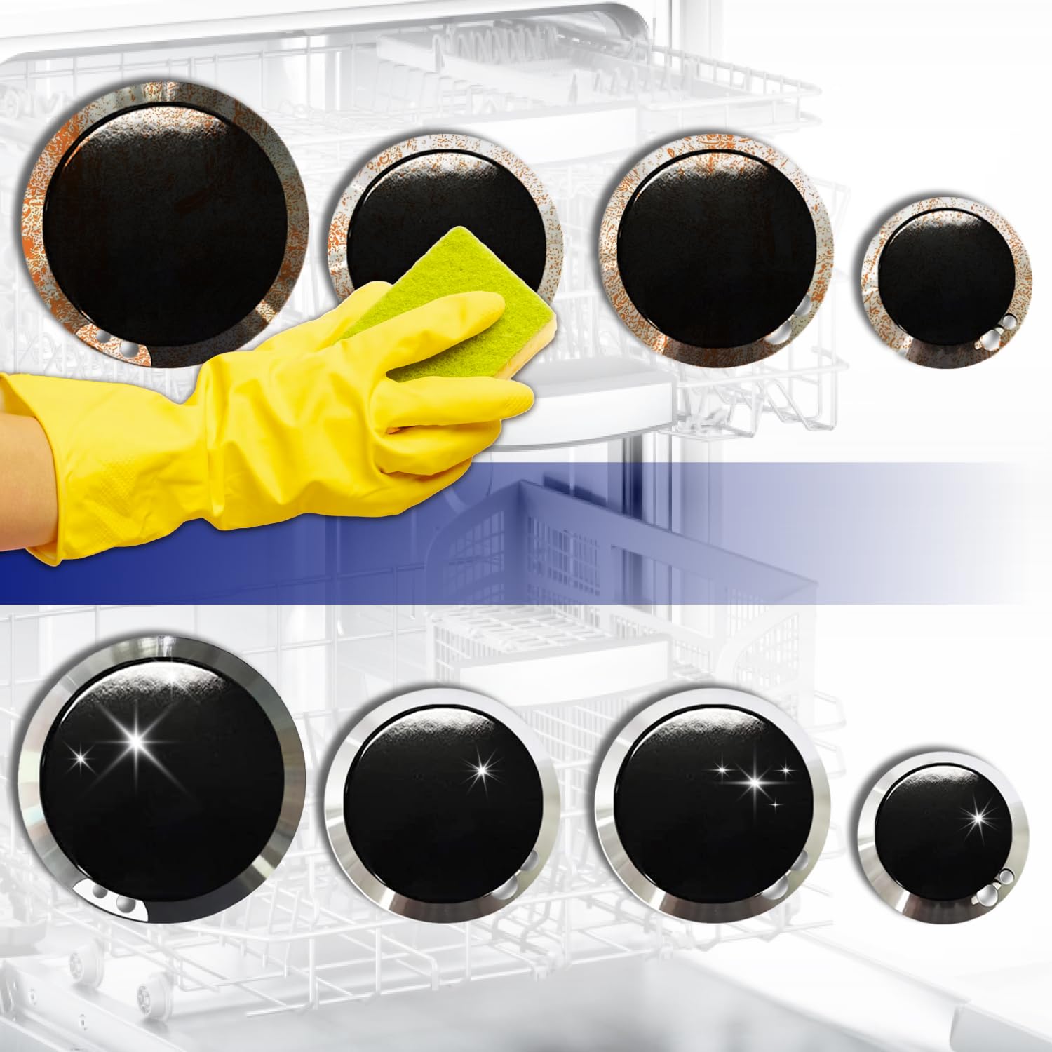 Juego 4 de Quemadores y Tapas para Cocina Gas Butano 902001 para Smeg