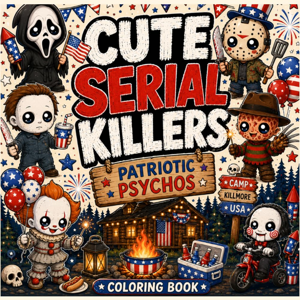 Cute Serial Killers: Patriotic Psychos | A Kawaii Horror Coloring Book Full of Patriotic Slashers, Spooky Summer Chaos, Creepy Campfires, and Adorable American Mayhem