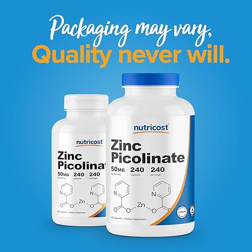 Miniatura 8 de Nutricost Picolinato de Zinc 50 mg, 240 cápsulas vegetarianas (2 botellas) - Sin gluten y sin OMG
