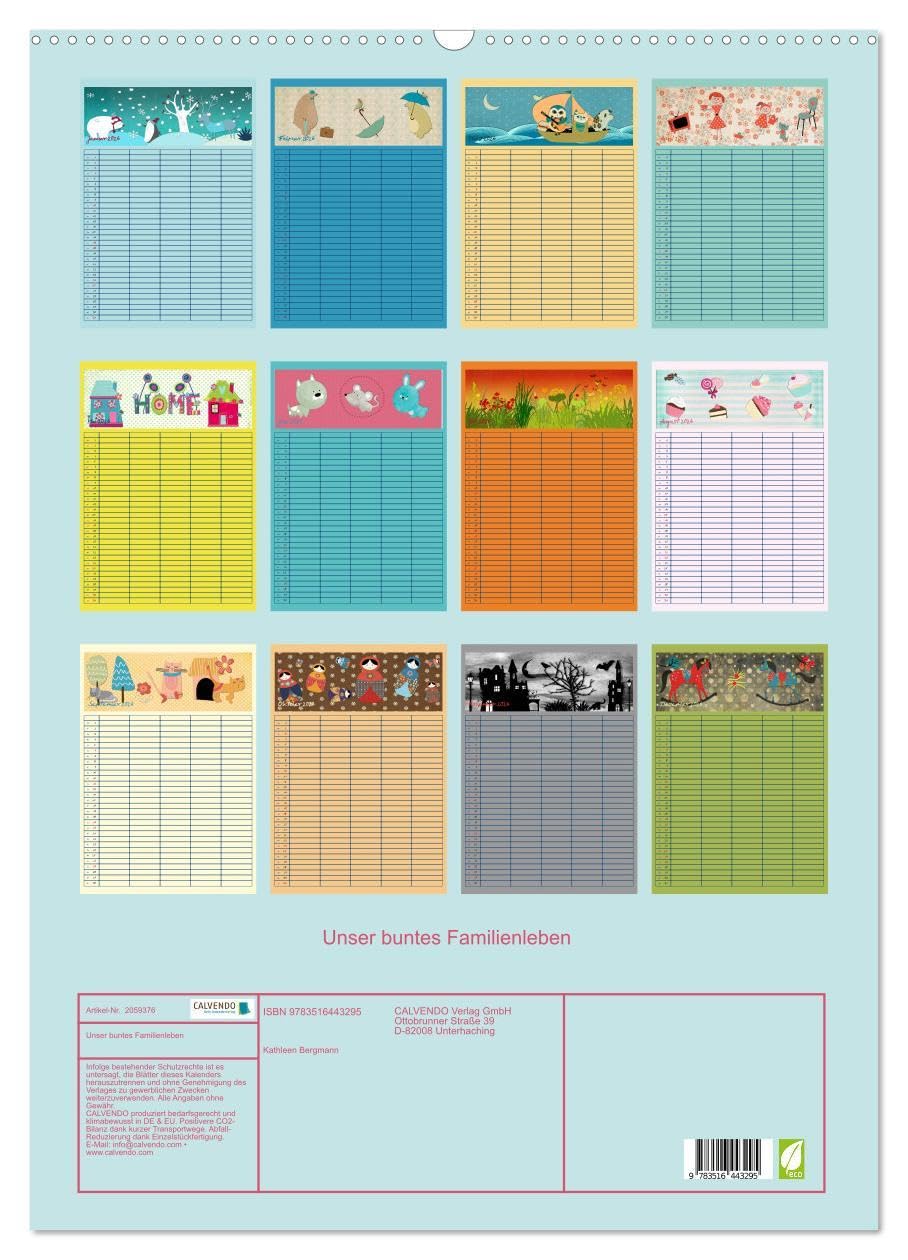 Unser buntes Familienleben (Wandkalender 2026 DIN A2 hoch), CALVENDO Monatskalender: Der farbenfroh und heiter illustrierte Monatsplaner für die ganze Familie (CALVENDO Spass)