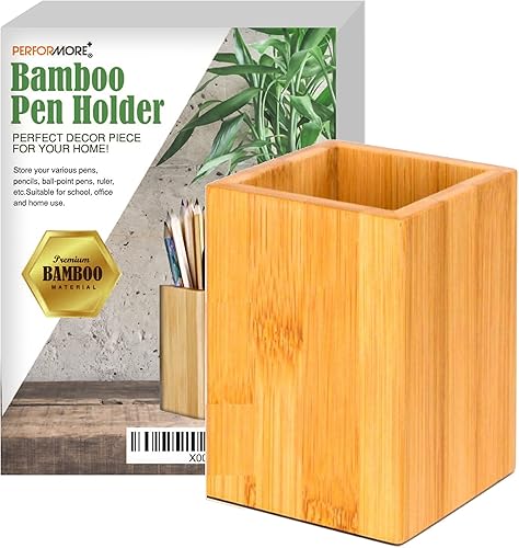 Soporte de bambú ecológico para lápices, vaso de madera minimalista para lápices, caja organizadora de escritorio natural para oficina, escuela o