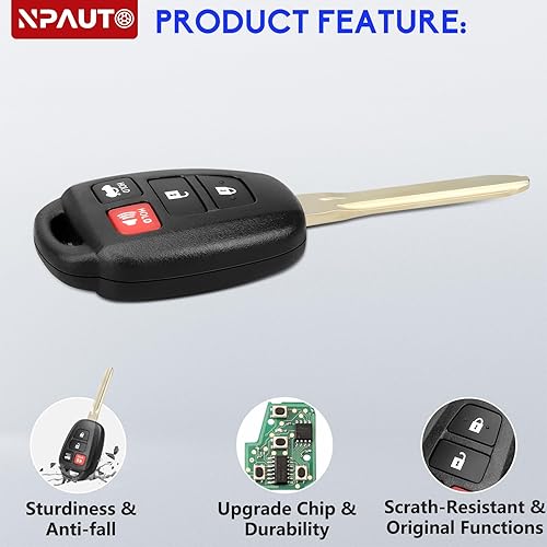 Miniatura 6 de H Chip - 2 llaveros para Toyota Corolla 2014-2019, Camry 2014-2017, Tacoma 2016-2018, llaves de automóvil de control remoto de entrada sin llave,