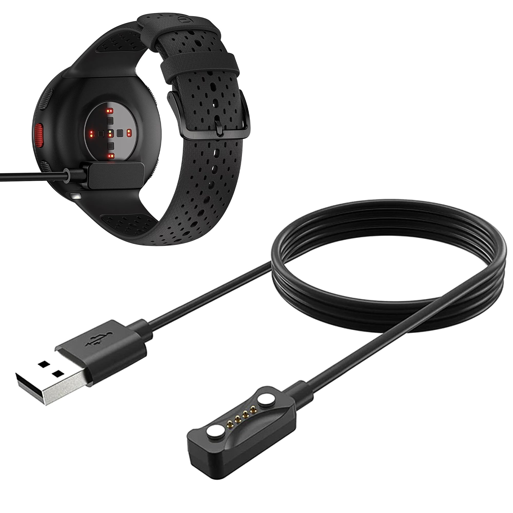PHONILLICO Chargeur Compatible Avec Polar Vantage M/Vantage M2 / Vantage V/Vantage V2 / Ignite/Ignite 2 / Grit X/Grit X Pro - Cable USB 100cm Remplacement Adaptateur Charge Montre GPS