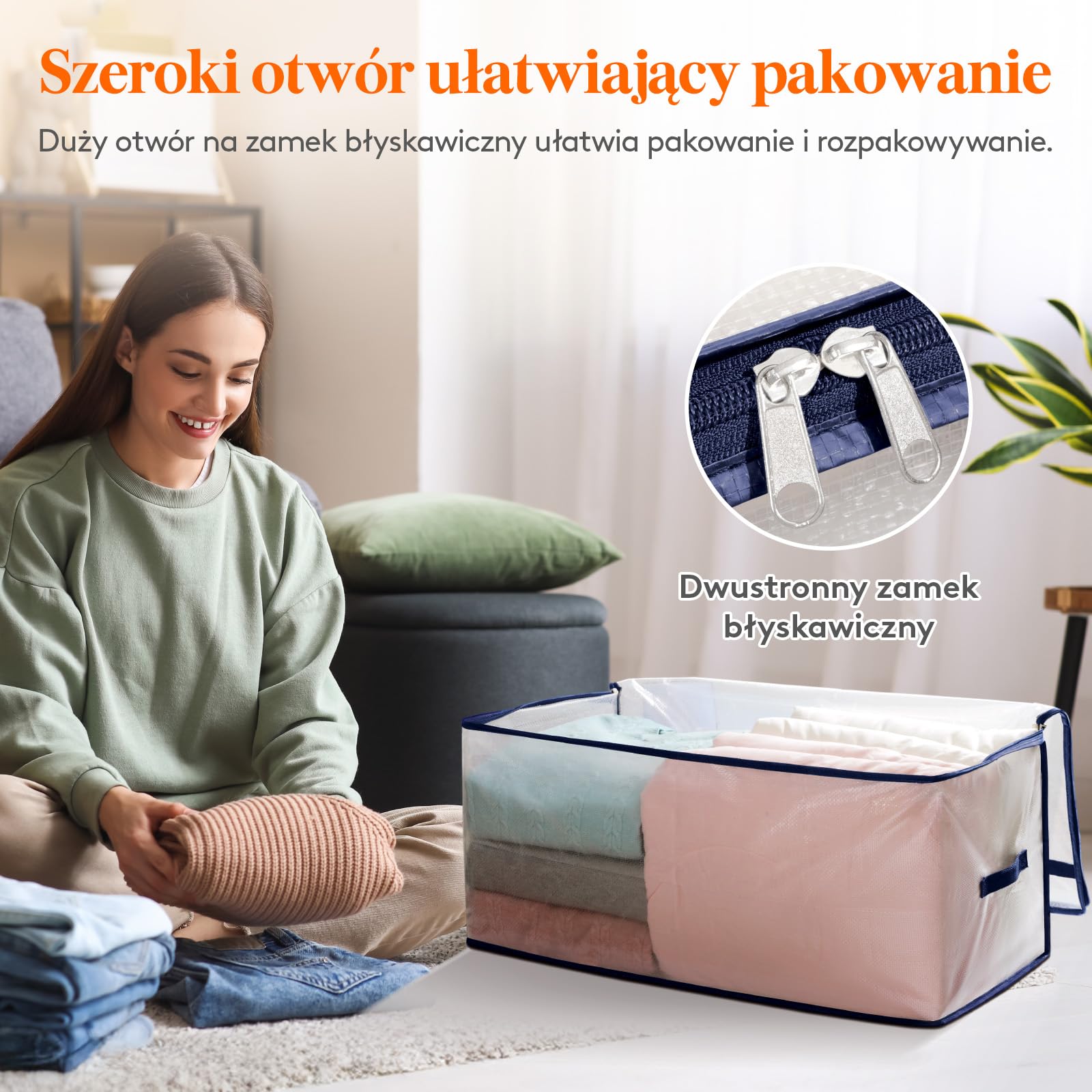 Lifewit Zestaw 6 toreb do przechowywania ubrań 110 L, duże torby przeprowadzkowe z uchwytami, składane pudełka przeprowadzkowe na kołdry, koce, ubrania, przezroczyste