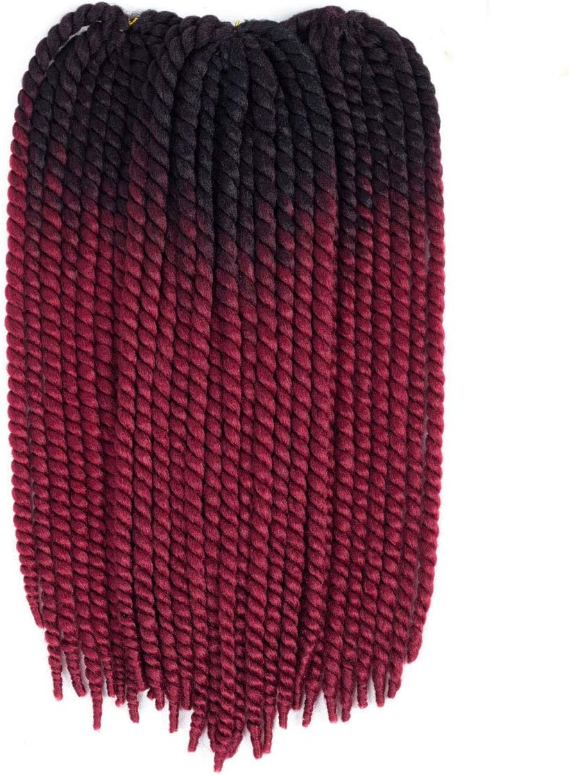 Havana Mambo Twist Crochet Braids Hair Twist (6 Packs,22 inches) Jumbo Senegalese Twist Synthetic Braiding Hair Extensions (Black-Burgundy)