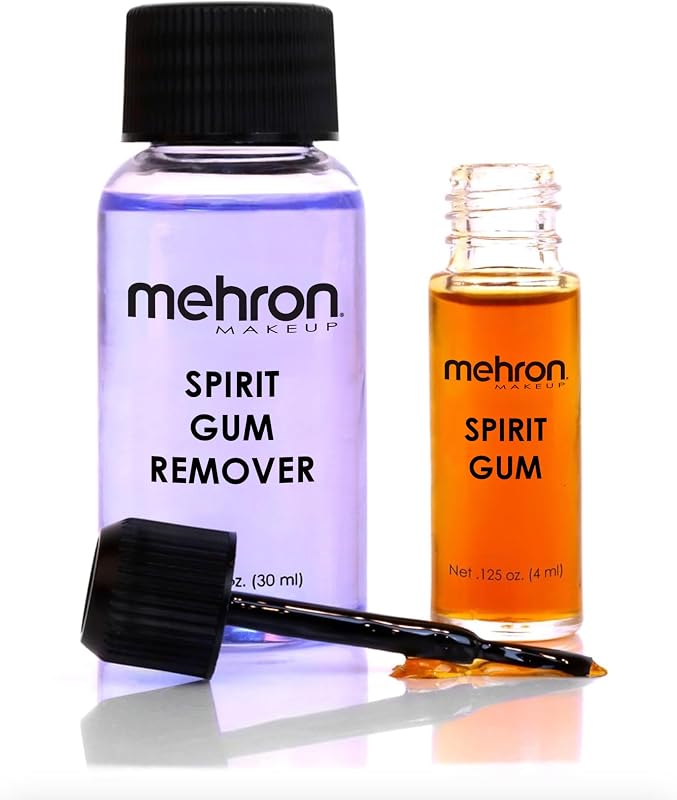 Mehron Makeup Spirit Gum & Remover Kit, adhesivo especial FX | Pegamento adhesivo cosmético para rostro, cuerpo, pelucas, piel y prótesis. Perfecto para Halloween, teatro y cosplay. Fabricado en EE.UU.