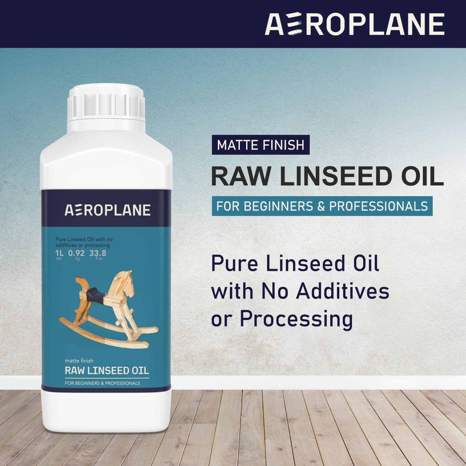 Aeroplane Brand - Raw Linseed Oil - Used for Wood Finishing & Restoration, Sports Equipment, Wall Base Coat & Putty, Tools & Hardware - Natural Wood Varnish
