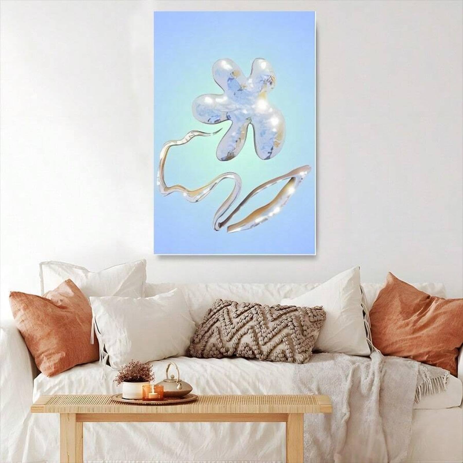 XINBAO Galería Estética Arte de Pared Azul - Impresiones en Lienzo, Póster, Decoración de Pared para el Hogar, Pósteres e Impresiones para Sala de Estar, Dormitorio, 30x45cm con Marco