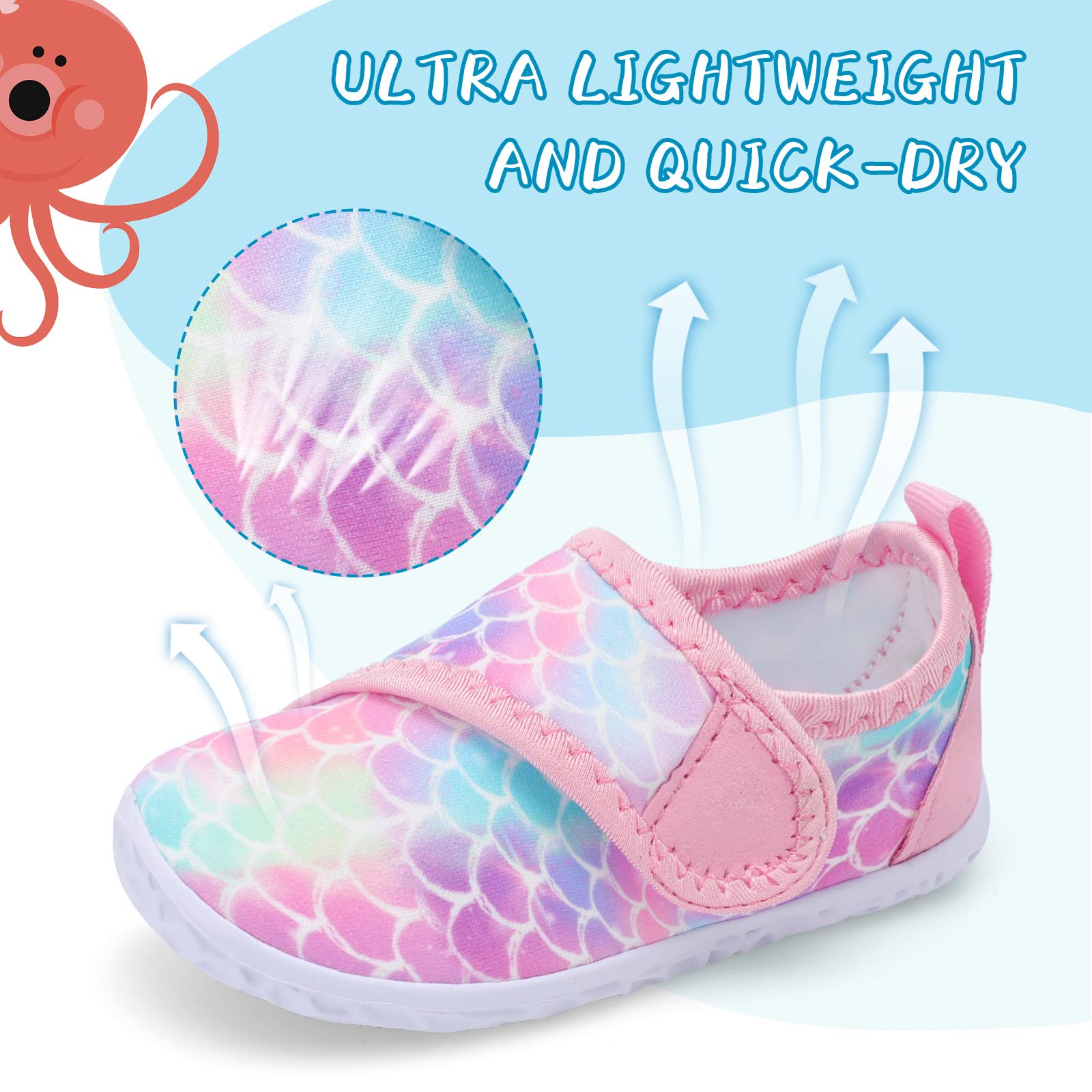 shopUAL Toddler Beach Shoes Walking Sandals Barefoot Slip-on Athletic Shoes Sport Pink Scale Toddler 8