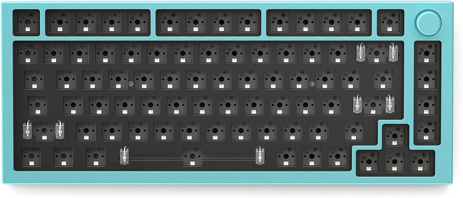 Top Frame for GMMK PRO - 75% Keyboard with Knob - Glorious Gaming - Aluminum Mounting Frame for Custom Mechanical Keyboard for PC Gaming and Programming (Aqua Blue)