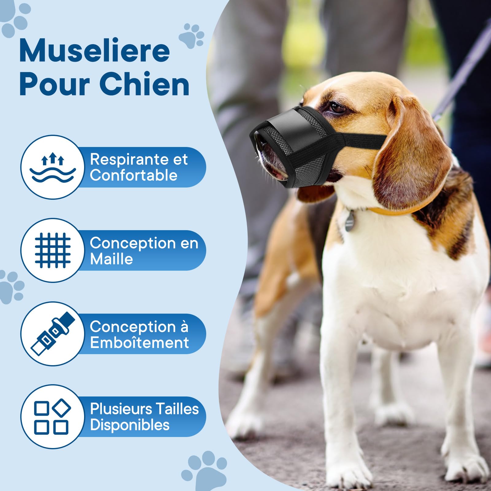 Museliere pour Chien, Ajustable pour Muselière Chien, Anti-aboiement et Mastication, Muselière en Maille à Air Doux pour l'entraînement au toilettage (M)